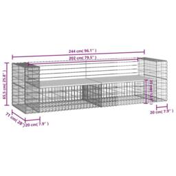 Berkfield Home Garden Bench Gabion Design 244x71x65.5 cm Impregnated Wood Pine in Brown - thumbnail 7