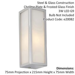 Loops Bathroom Wall Light Fitting - Chrome Plate & Frosted Glass Shade - Single Lamp in Clear - thumbnail 2