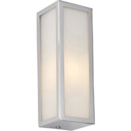 Loops Bathroom Wall Light Fitting - Chrome Plate & Frosted Glass Shade - Single Lamp in Clear - thumbnail 1