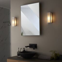 Loops Bathroom Wall Light Fitting - Chrome Plate & Frosted Glass Shade - Single Lamp in Clear - thumbnail 4