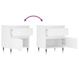 Berkfield Home Bedside Cabinet White 40x35x50 cm Engineered Wood - Size: 40 x 35 x 50 cm - thumbnail 9