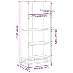 Berkfield Home Modern Bookcase Black 60x35x139 cm Engineered Wood - Size: 60 x 35 x 139 cm - thumbnail 9