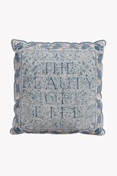 Morris & Co 'Trent' Cotton Cushion in Blue - Size: 50 cm x 50 cm