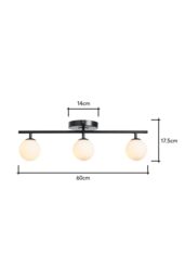 BHS Lighting Nancy Satin Brass Flush Bathroom Ceiling Light in Black - thumbnail 5
