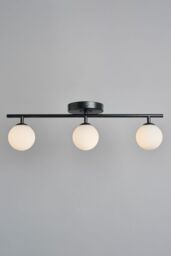 BHS Lighting Nancy Satin Brass Flush Bathroom Ceiling Light in Black - thumbnail 1