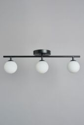 BHS Lighting Nancy Satin Brass Flush Bathroom Ceiling Light in Black - thumbnail 2
