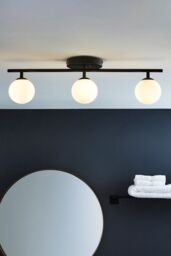 BHS Lighting Nancy Satin Brass Flush Bathroom Ceiling Light in Black - thumbnail 4