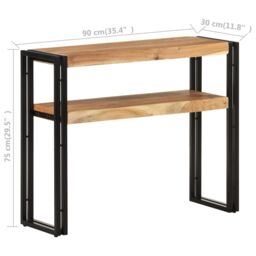 Berkfield Home Console Table 90x30x75 cm Solid Acacia Wood in Brown - Size: 90 x 30 x 75 cm - thumbnail 5