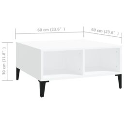 Berkfield Home Coffee Table White 60x60x30 cm Engineered Wood - Size: 60 x 60 x 30 cm - thumbnail 6