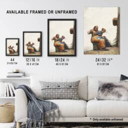Artery8 Mending the Fishing Nets Winslow Homer Framed Wall Art Print in White - Size: A4 - thumbnail 3