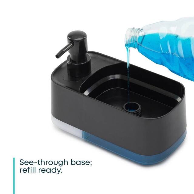 EONLION 2 in 1 Soap Dispenser with Sponge Holder in Black - image 1