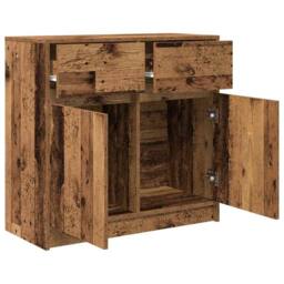 Berkfield Home Sideboard with Drawer Old Wood 80x34x76 cm Engineered Wood in Brown - Size: 80 x 34 x 76 cm - thumbnail 5