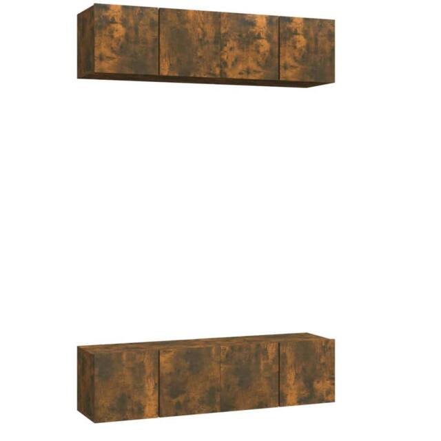 Berkfield Home Wall TV Cabinets 4 pcs Smoked Oak 60x30x30 cm Engineered Wood in Brown - Size: 60 x 30 x 30 cm - image 1