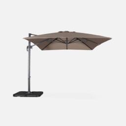 sweeek 3x4m Offset Rectangular Parasol With 50x50cm Weighted Slabs in Brown - Size: 50x50 cm - thumbnail 2