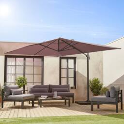 sweeek 3x4m Offset Rectangular Parasol With 50x50cm Weighted Slabs in Brown - Size: 50x50 cm - thumbnail 1