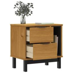 "Berkfield Home Beautiful Bedside Cabinet ""FLAM"" 49x35x50 cm Solid Wood Pine in Brown - Size: 49 x 35 x 50 cm"