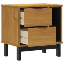 "Berkfield Home Beautiful Bedside Cabinet ""FLAM"" 49x35x50 cm Solid Wood Pine in Brown - Size: 49 x 35 x 50 cm" - thumbnail 4