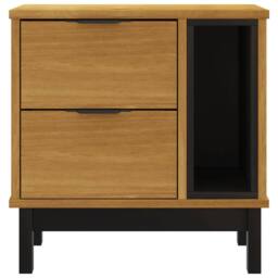 "Berkfield Home Beautiful Bedside Cabinet ""FLAM"" 49x35x50 cm Solid Wood Pine in Brown - Size: 49 x 35 x 50 cm" - thumbnail 5