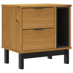 "Berkfield Home Beautiful Bedside Cabinet ""FLAM"" 49x35x50 cm Solid Wood Pine in Brown - Size: 49 x 35 x 50 cm" - thumbnail 3