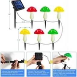 Havendro 6Pcs Multi Solar Mushroom Fairy String Lights LED Garden Ornament - thumbnail 2