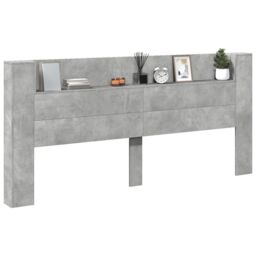Berkfield Home Headboard Cabinet with LED Concrete Grey 220x16.5x103.5 cm - thumbnail 5