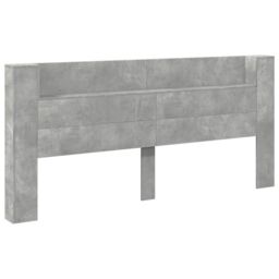 Berkfield Home Headboard Cabinet with LED Concrete Grey 220x16.5x103.5 cm - thumbnail 3