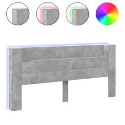 Berkfield Home Headboard Cabinet with LED Concrete Grey 220x16.5x103.5 cm - thumbnail 2