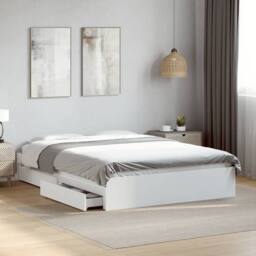 Berkfield Home Bed Frame with Drawers without Mattress White 120x190 cm Small Double - thumbnail 2