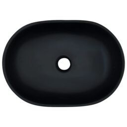 Berkfield Home Countertop Basin Black & Grey Oval 47x33x13 cm Ceramic - Size: 47 x 33 x 13 cm - thumbnail 6