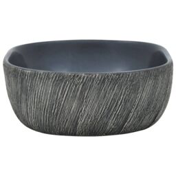 Berkfield Home Countertop Basin Black & Grey Oval 47x33x13 cm Ceramic - Size: 47 x 33 x 13 cm - thumbnail 5