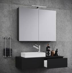 VCM 3tlg washroom washbasin Gudas cabinet in Black - thumbnail 3