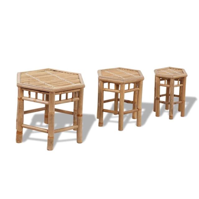 Berkfield Home Garden Stools 3 pcs Bamboo in Brown - image 1
