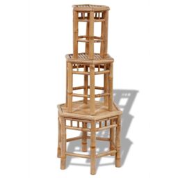 Berkfield Home Garden Stools 3 pcs Bamboo in Brown - thumbnail 3