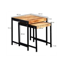 IH Design Franciscan Up cycled Industrial Style Mintis Nest of 2 Tables in Brown - thumbnail 5