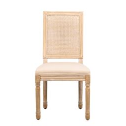 Nordlys Set of 2 Classic Dining Room Chairs Wood Cane Rattan Fabric in Beige - thumbnail 6
