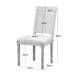 Nordlys Set of 2 Classic Dining Room Chairs Wood Cane Rattan Fabric in Beige - thumbnail 5