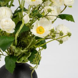 Scottish Everlastings Ltd 45cm White Poppy, Rose & Cosmo Bouquet in 18.5cm Black Vase - thumbnail 2