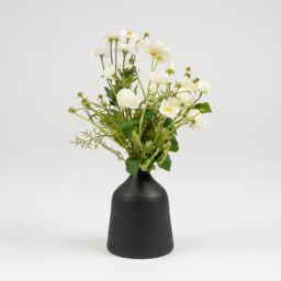 Scottish Everlastings Ltd 45cm White Poppy, Rose & Cosmo Bouquet in 18.5cm Black Vase - thumbnail 3
