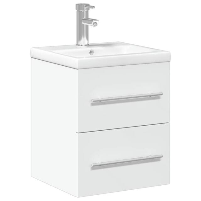 Berkfield Home Bathroom Sink Cabinet with Built-in Basin White - image 1