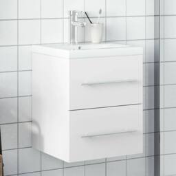 Berkfield Home Bathroom Sink Cabinet with Built-in Basin White - thumbnail 2