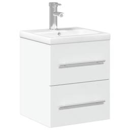 Berkfield Home Bathroom Sink Cabinet with Built-in Basin White - thumbnail 1