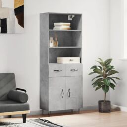 Berkfield Home Highboard Concrete Grey 69.5x34x180 cm Engineered Wood - thumbnail 1