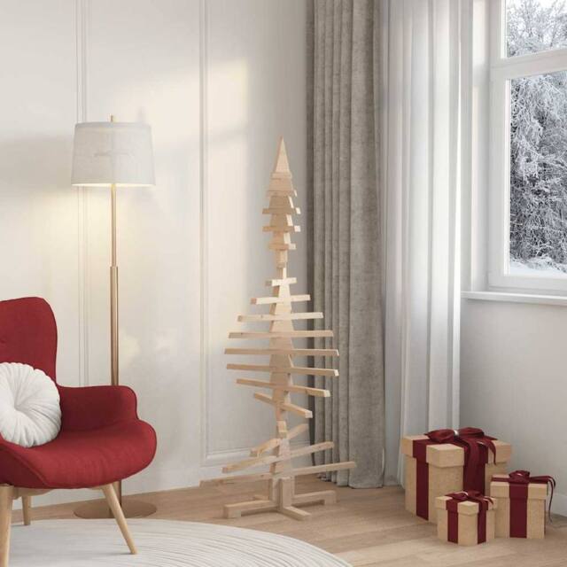 Berkfield Home Beautiful Wooden Christmas Tree for Decoration 150 cm Solid Wood Pine in Light Tan - image 1