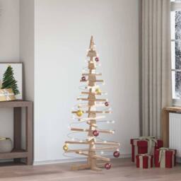 Berkfield Home Beautiful Wooden Christmas Tree for Decoration 150 cm Solid Wood Pine in Light Tan - thumbnail 2