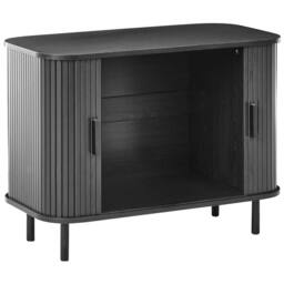 Wyld and Coco Sideboard - Black MDF and Metal Sliding Cabinet W80 x D40 x H60cm - thumbnail 4