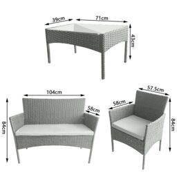 MCC Direct Rattan Furniture Garden Table, Chair & Sofa Set Roger in Black - thumbnail 5