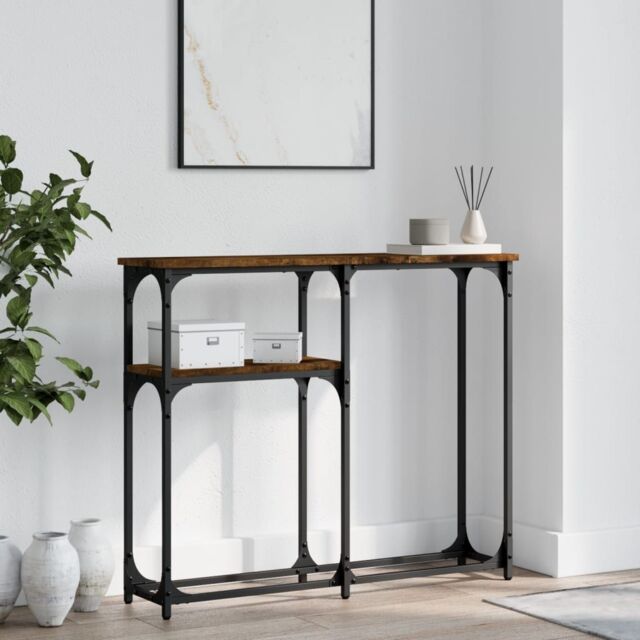 Berkfield Home Console Table Smoked Oak 90x22.5x75 cm Engineered Wood in Brown - image 1