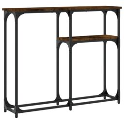 Berkfield Home Console Table Smoked Oak 90x22.5x75 cm Engineered Wood in Brown - thumbnail 6