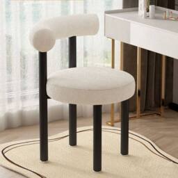 FORGEVIO Soft Makeup Vanity Chair W/ Backrest Cozy Makeup Stool in White - thumbnail 7