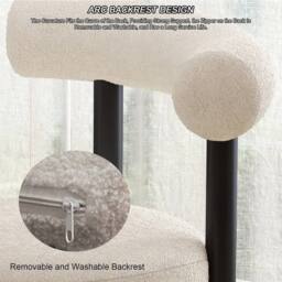 FORGEVIO Soft Makeup Vanity Chair W/ Backrest Cozy Makeup Stool in White - thumbnail 5